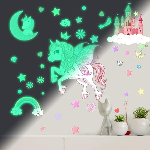 Glow in The Dark Stars Unicorn Wall Decals