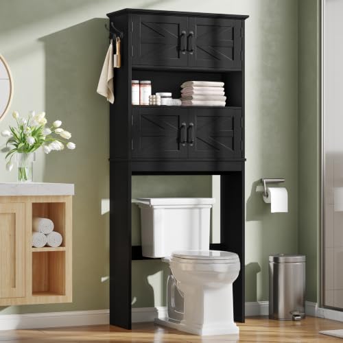 Over the Toilet Storage Cabinet with 4 Barn Doors
