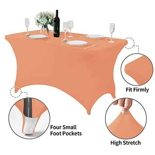 Spandex Table Cover for 4FT or 6ft or 8ft Table Universal Fitted Stretch Tablecloth for Party
