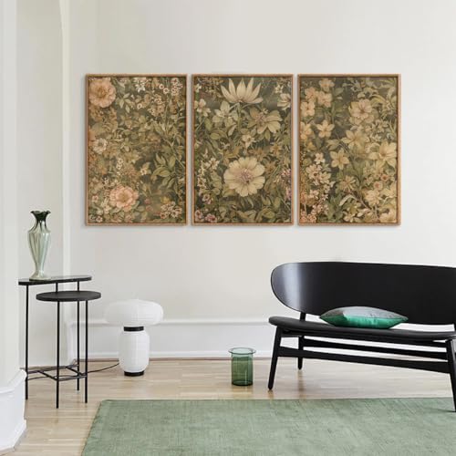 Vintage Floral Framed Canvas Wall Art Set of 3 (3 Count)