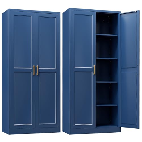 71"Metal Pantry Storage Cabinet with Doors & 4 Adjustable Shelves