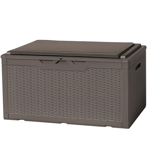 Deck Box 98 Gallon Waterproof Resin Storage Box with Cushion