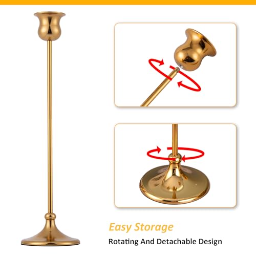 Taper Candle Holder Tall Vintage Metal Candlestick Holders Candle Stick Candelabra for Halloween Thanksgiving Christmas Holiday Wedding (6 Count)