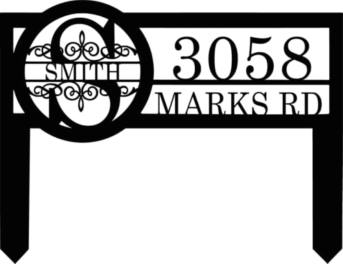 Personalized Metal Yard Address Sign with Last Name and Monogram