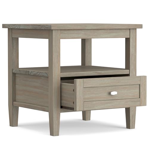 Warm Shaker 20" Wide Solid Wood End Table in Distressed Grey