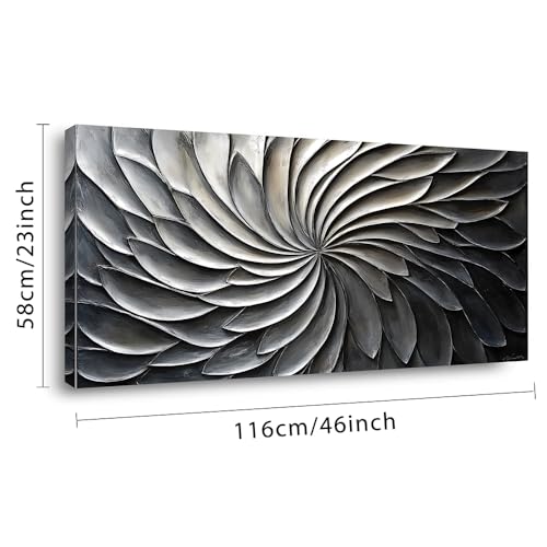 Abstract Black and White Wall Art for Living Room Modern Canvas Print Painting Lines Flower Floral Large Artwork Bedroom Home Office Wall Décor