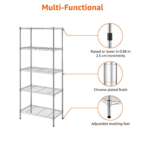 5 Shelf Adjustable Storage Shelving Unit for Garage