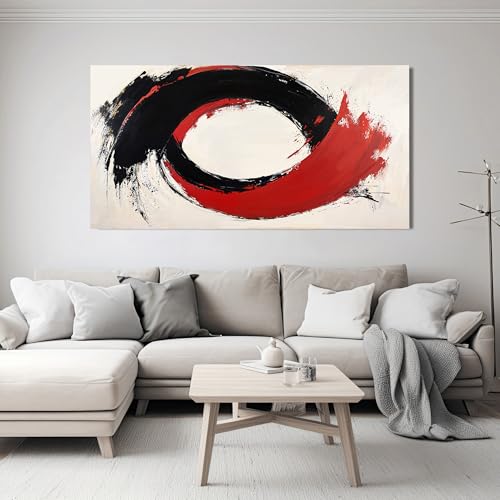 Abstract Wall Art Decor Black Red Wall Art Picture for Living Room 24"x48"