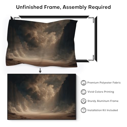 46"x72" Extra Large Framed Wall Art Dramatic Canyon Storm Cloudscape Illustration for Home Living Room Bedroom Decor