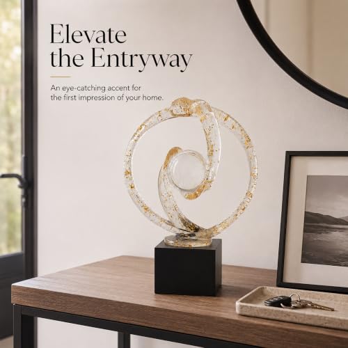 Modern Clear Gold Abstract Sculpture Decor
