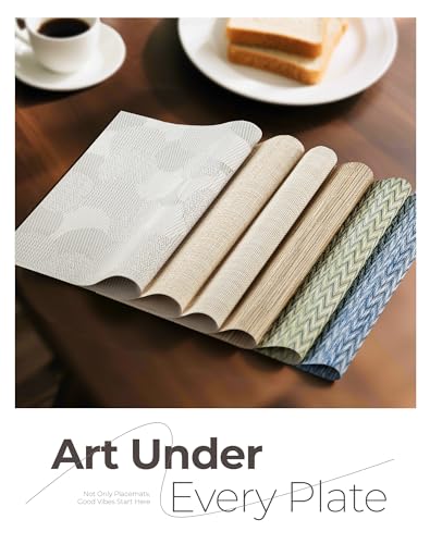 Woven Vinyl Beige Placemats Set of 6 (6 Count)