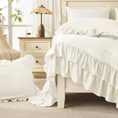 Ivory Ruffle Oversized King Comforter Set