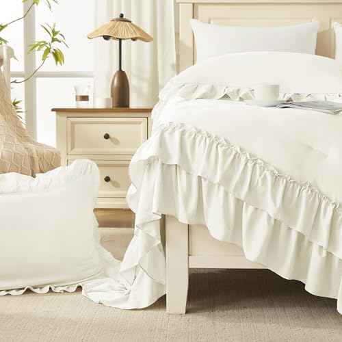 Ivory Ruffle Super King Comforter Set