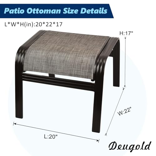 Outdoor Patio Ottoman Seat Textilene Portable Metal Footstool Portable Footrest Patio Chairs 2 Set New Brown (2 Count)
