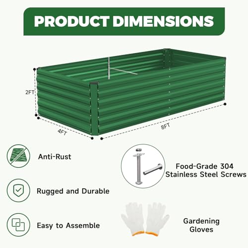 8x4x2ft Outdoor Metal Raised Garden Bed (4 Count)