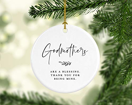 Round Ceramic Porcelain Christmas Tree Ornament Keepsake Collectible Godmother Gift