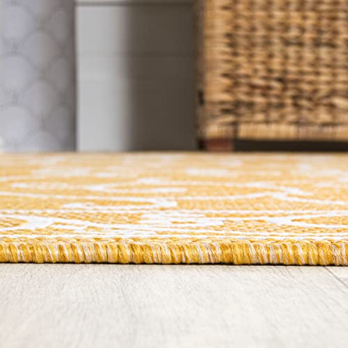 Vintage Filigree Indoor Outdoor Area Rug 3X5 Yellow