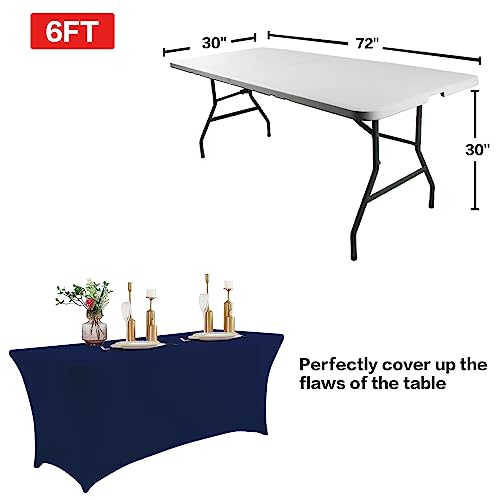 6FT Table Cloth for Rectangular Spandex Jean Blue Table Cover