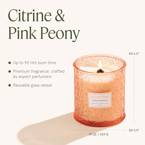 Citrine Pink Peony Scented Candles for Home