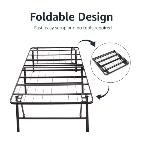 Foldable Metal Platform Bed Frame with Storage Space