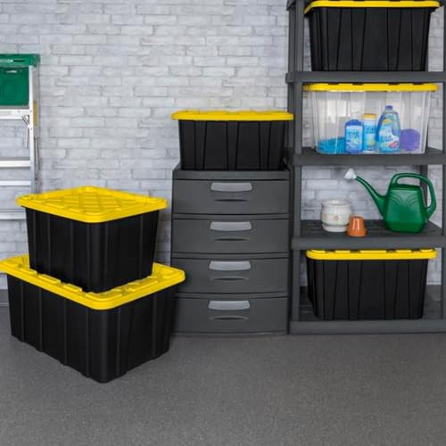 Industrial Storage Tote with Lids for Garage (12 Count)
