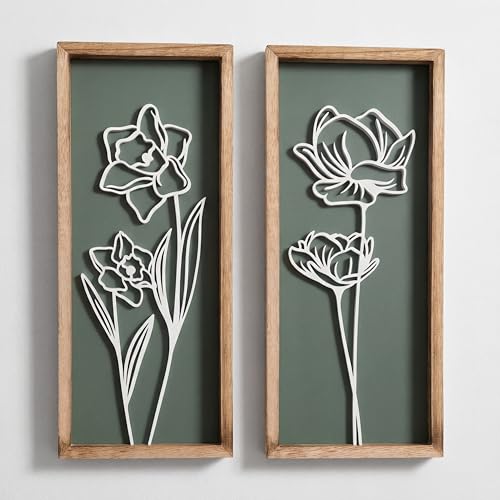 Floral 3D Green Wall Art (2 Count)