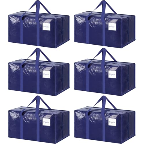 6 Pack Extra Heavy Duty Large Moving Bags with Strong Zipper (6 Count)