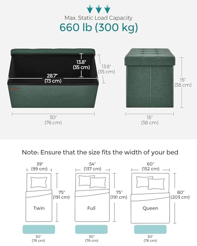 30 Inches Folding Storage Ottoman Bench