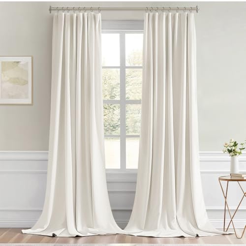 Ivory Back Tab Blackout Curtains 52x120 Inch Long 2 Panels Set (2 Count)