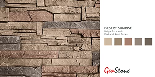 Faux Stacked Stone Left Corner Panel 12.5" x 11.25" in Desert Sunrise Color for Do It Yourself Friendly Home Improvement Projects