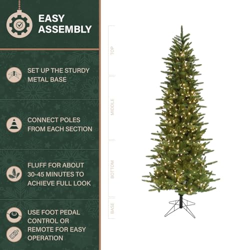 6.5 Ft. Carmel Pine Slim Artificial Christmas Tree with White Incandescent Smart Lights and Stand