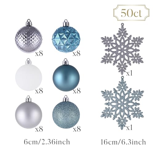 50ct Christmas Tree Decorations Ball Ornaments 2.36 Inches (50 Count)