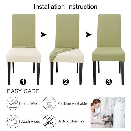 Sage Green Chair Covers for Dining Room Set of 6