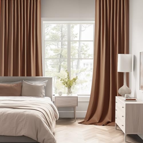Cappuccino Brown Back Tab Blackout Curtains 52x108 Inch 2 Panels Set (2 Count)