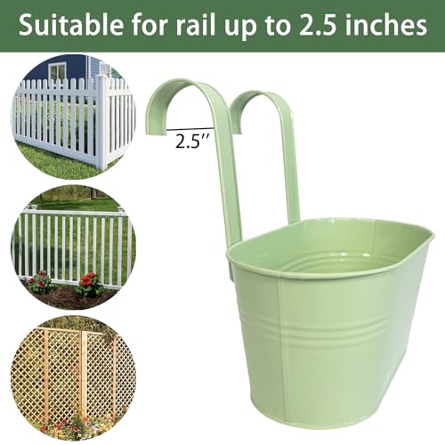 4 Pack 10" Balcony Hanging Metal Fence Planters Flower Pots (4 Count)
