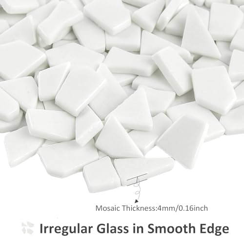200g White Glass Mosaic Tiles (7.05 Ounce)