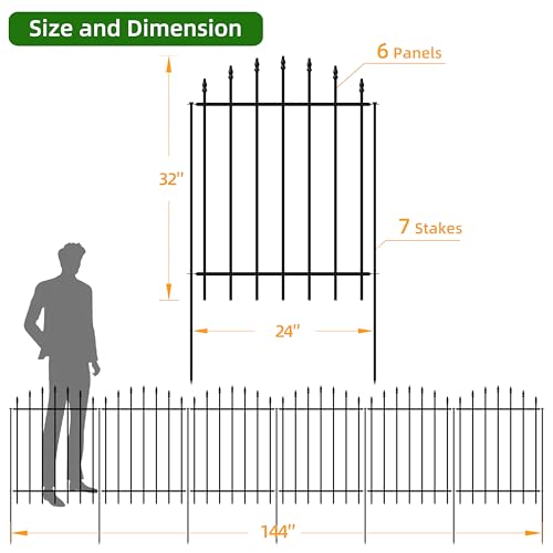 32” x 12’ No Dig Metal Garden Fence with Stakes