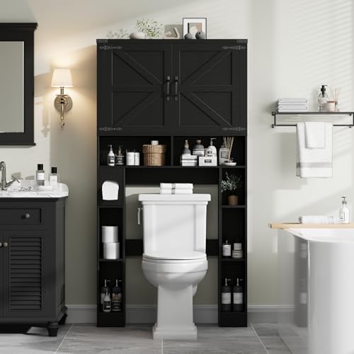Storage Cabinet Over Toilet with 2 Barn Doors