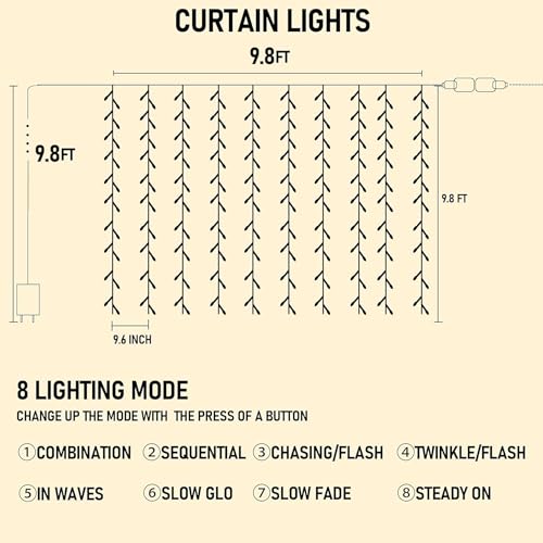 300 LED Curtain String Lights
