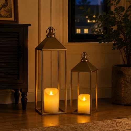 Set of 2 Decorative Lanterns with Candles (24 Count)