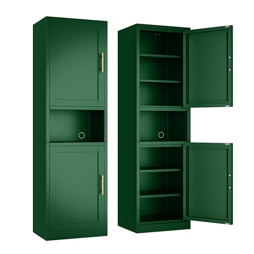Tall Narrow Storage Cabinet 66.93" H Tall Bathroom Cabinet Metal Pantry Cabinets