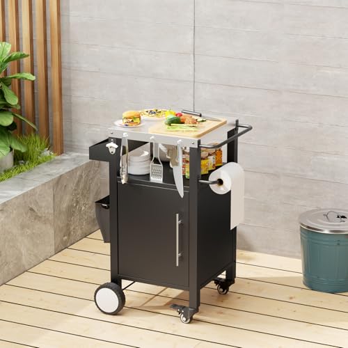 Outdoor Grill Cart with Storage and Wheels