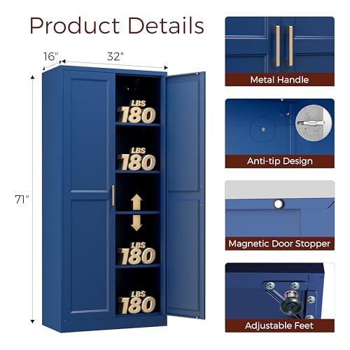 71" Tall Metal Kitchen Pantry Cabinet