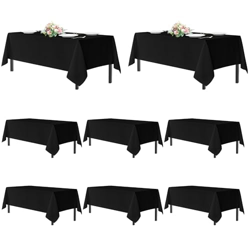 Black Rectangle Tablecloths for 8 Foot Tables (8 Count)