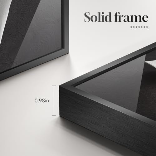 Large Framed Black and White Elegant Abstract Wall Art