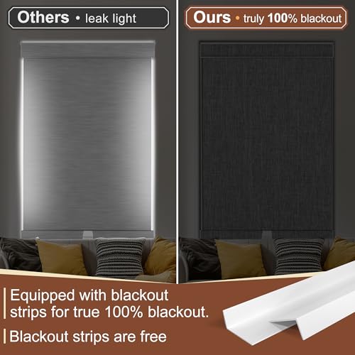 Cordless Dual Roller Shades.Dark Grey Linen & White.48 W x 86" H
