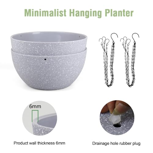 12 inch Large Hanging Planters for Indoor Outdoor Plants (2 Count)