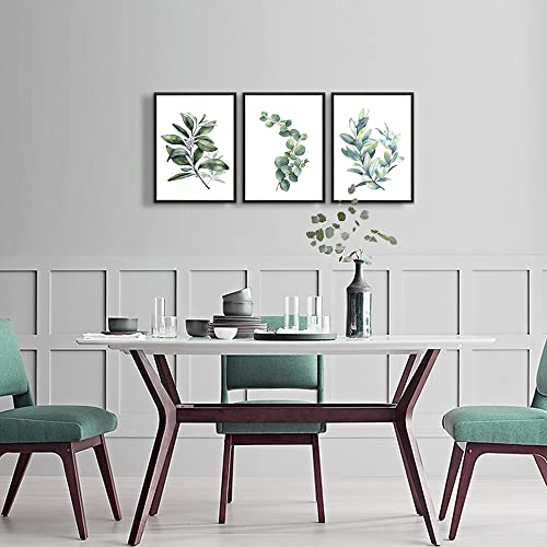 Black Framed Wall Art For Bedroom Wall Decor For Living RoomPlants Green Leaves Painting Bathroom Walls Pictures Kitchen Wall Decorations Office Decor Set Of 3 Piece Framed Prints Art