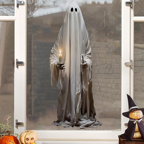 Halloween Window Clings for Glass 2 Sheets Ghost Window Decals Spooky Window Stickers Reusable Windows Cling for Halloween Fall Party Supplies Home School Office Glass Decorations (2 Count)