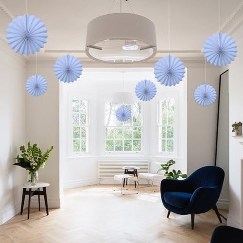 White Party Decorations White Hanging Paper Fans DIY Set 12inch (30 Count)